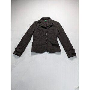 United Colors of Benetton Tweed Blazer Jacket - Brown Speckled - Size S